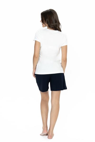 U.s Polo Assn. 20004 Kadın Kısa Kollu Bisiklet Yaka Şortlu Pijama Takımı-Ekru