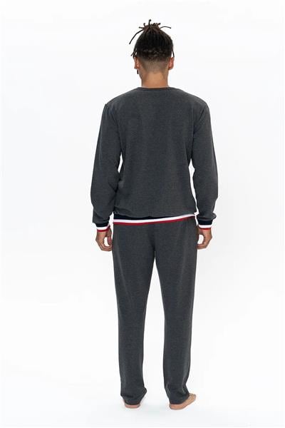 U.s Polo Assn. 18920 Erkek Uzun Kollu Bisiklet Yaka Rahat Ev giyim-Antrasitmelanj