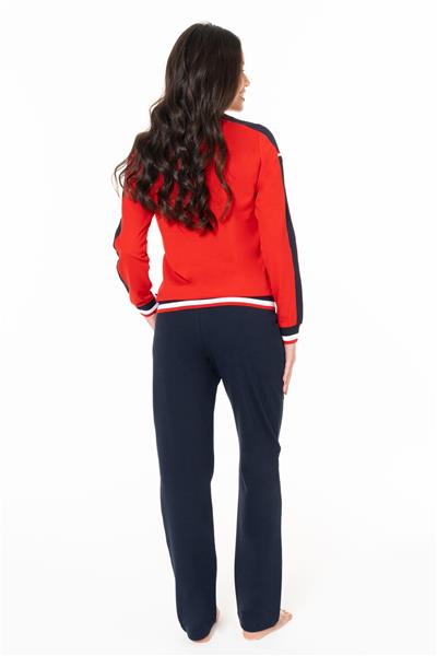 U.s Polo Assn. 20116 Kadın Uzun Kollu Bisiklet Yaka Rahat Ev Giyim-Kırmızı