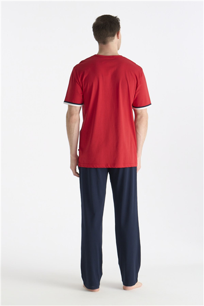 U.s Polo Assn. 19041 Erkek Kısa Kollu V Yaka Pijama Takımı-Kırmızı