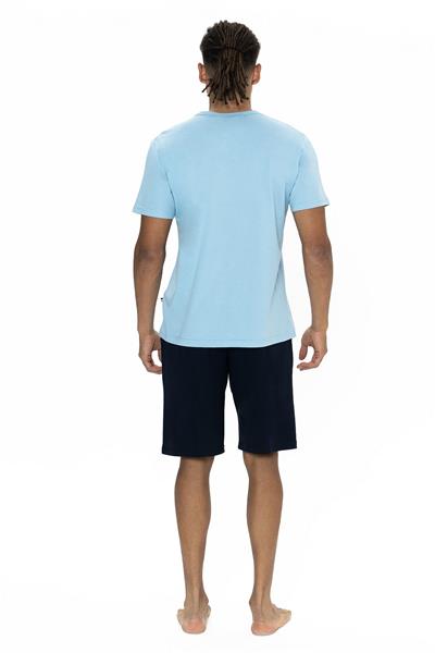 U.s Polo Assn. 18873 Erkek Kısa Kollu Bisiklet Yaka Şortlu Pijama Takımı-Mavi