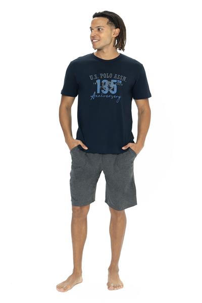 U.s Polo Assn. 18884 Erkek Kısa Kollu Bisiklet Yaka Şortlu Pijama Takımı-Lacivert