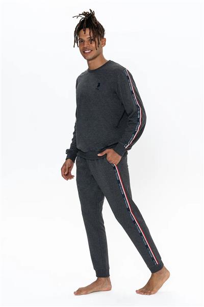 U.s Polo Assn. 18923 Erkek Uzun Kollu Bisiklet Yaka Rahat Ev giyim-Antrasitmelanj