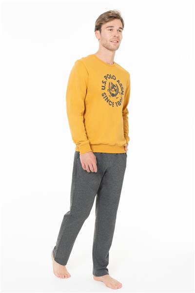 U.s Polo Assn. 18940 Erkek Uzun Kollu Bisiklet Yaka Rahat Ev Giyim-Hardal