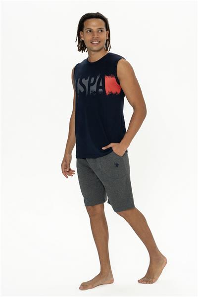 U.s Polo Assn. 18885 Erkek Kolsuz Bisiklet Yaka Şortlu Pijama Takımı-Lacivert
