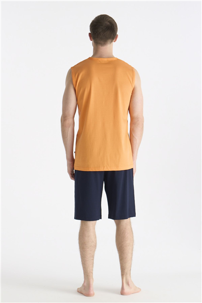 U.s Polo Assn. 19020 Erkek Kolsuz Bisiklet Yaka Şortlu Pijama Takımı-Turuncu