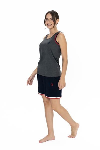 U.s Polo Assn. 20005 Kadın Kalın Askılı Bisiklet Yaka Şortlu Pijama Takımı-Antrasitmelanj