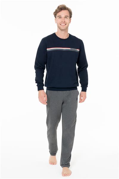 U.s Polo Assn. 18925B Erkek Büyük Beden Uzun Kollu Bisiklet Yaka Rahat Ev Giyim-Lacivert