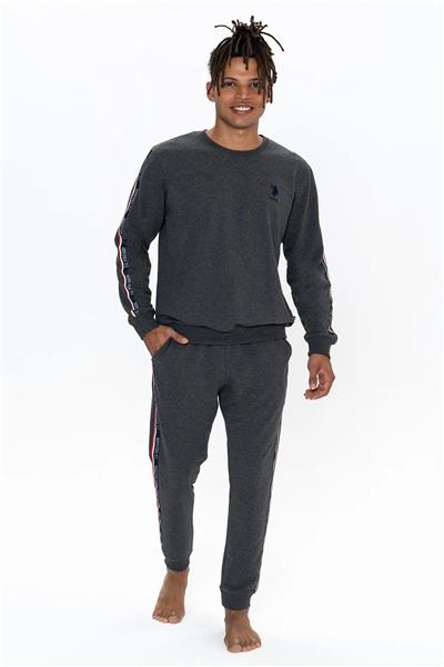 U.s Polo Assn. 18923 Erkek Uzun Kollu Bisiklet Yaka Rahat Ev giyim-Antrasitmelanj