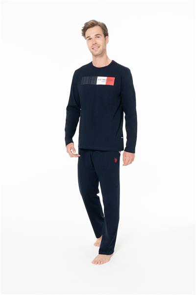 U.s Polo Assn. 18945 Erkek Uzun Kollu Bisiklet Yaka Pijama Takımı-Lacivert