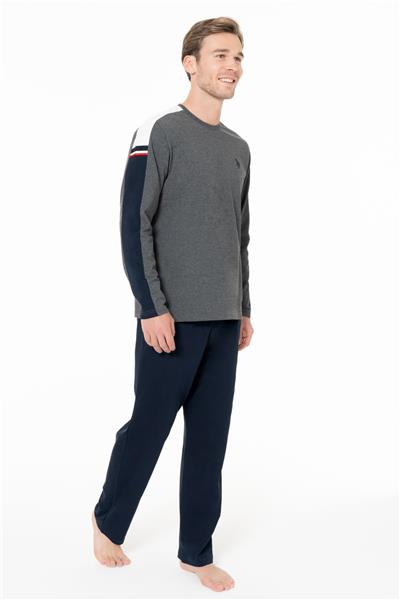 U.s Polo Assn. 18957 Erkek Uzun Kollu Bisiklet Yaka Pijama Takımı-Antrasitmelanj