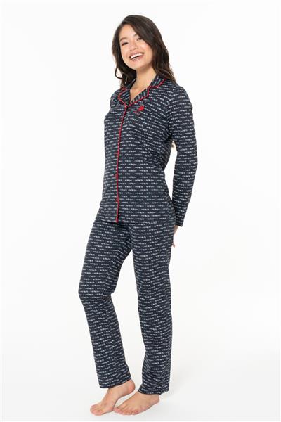 U.s Polo Assn. 20144 Kadın Uzun Kollu Gömlek Pijama Takım-Lacivert