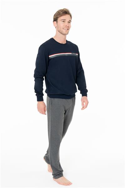 U.s Polo Assn. 18925B Erkek Büyük Beden Uzun Kollu Bisiklet Yaka Rahat Ev Giyim-Lacivert