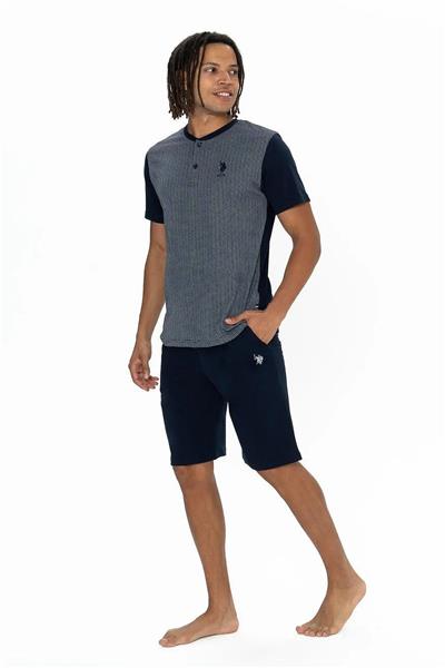 U.s Polo Assn. 18908 Erkek Kısa Kollu Yakası Düğmeli 3lü Pijama Takımı-Lacivert
