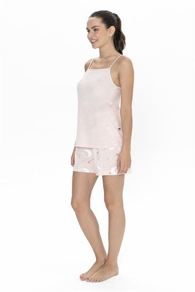 U.s Polo Assn. 20076 Kadın İp Askılı Şortlu Pijama Takım-Pembemelanj
