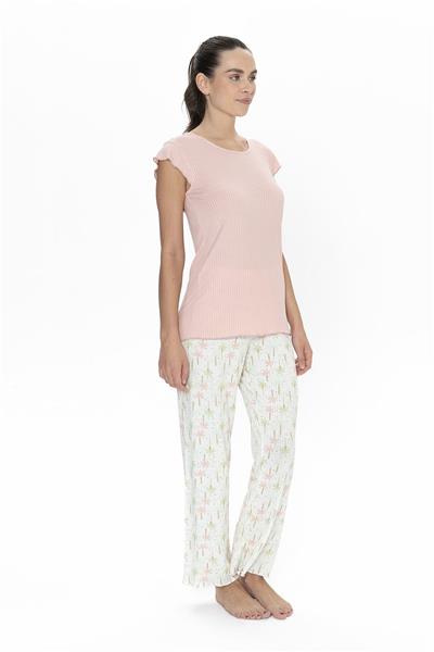 U.s Polo Assn. 20079 Kadın Kısa Kollu Bisiklet Yaka Pijama Takımı-Somon