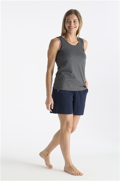 U.s Polo Assn. 20205 Kadın Kalın Askılı Şortlu Pijama Takımı-Gri