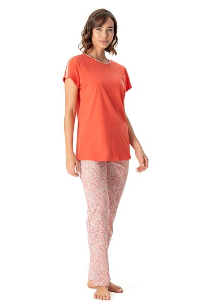 U.s Polo Assn. 17020 Kadın Kısa Kollu Yuvarlak Yaka Pijama Takım-Mercan