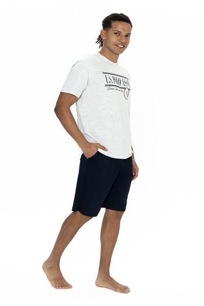 U.s Polo Assn. 18874 Erkek Kısa Kollu Bisiklet Yaka Şortlu Pijama Takımı-Karmelanj