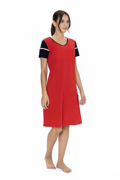 U.s Polo Assn. 20009 Kadın Kısa Kollu V Yaka Rahat Ev Giyim-Kırmızı