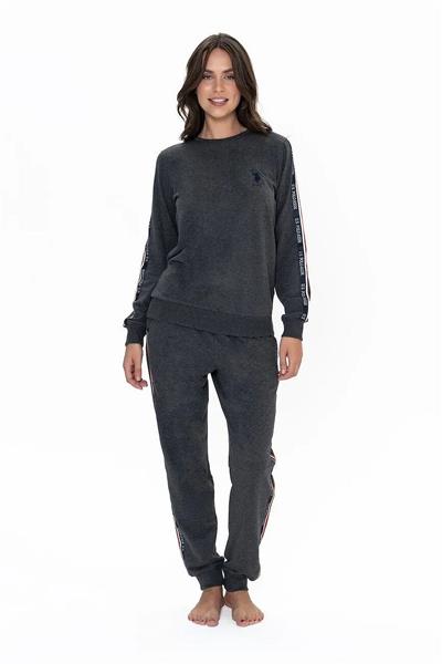 U.s Polo Assn. 20113 Kadın Uzun Kollu Bisiklet Yaka Paçası Lastikli Rahat Ev giyim-Antrasitmelanj