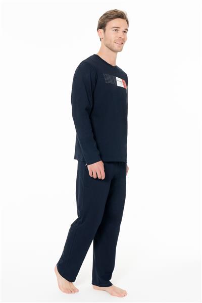 U.s Polo Assn. 18945 Erkek Uzun Kollu Bisiklet Yaka Pijama Takımı-Lacivert