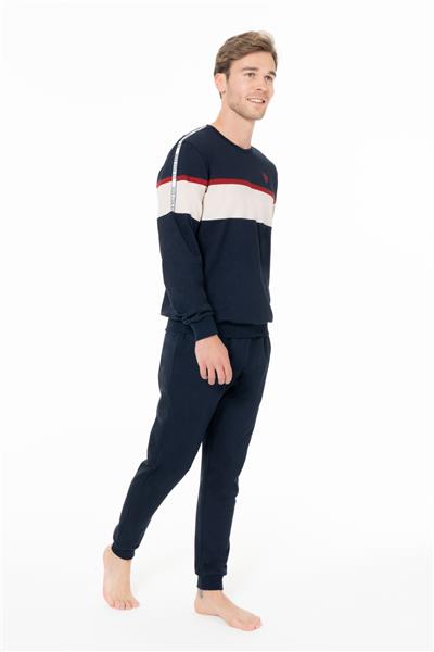 U.s Polo Assn. 18936 Erkek Uzun Kollu Bisiklet Yaka Paçası Bantlı Rahat Ev Giyim-Lacivert