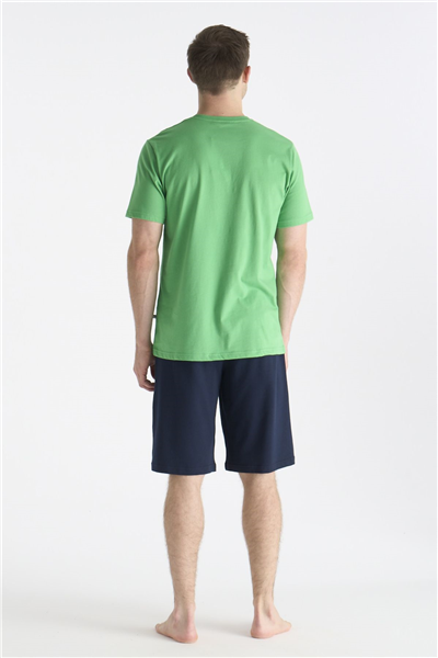 U.s Polo Assn. 19017 Erkek Kısa Kollu Bisiklet Yaka Şortlu Pijama Takımı-Yeşil