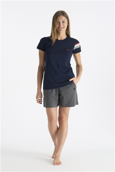 U.s Polo Assn. 20190 Kadın Kısa Kollu Şortlu Pijama Takım-Lacivert