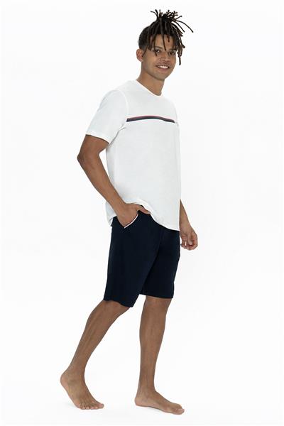 U.s Polo Assn. 18865 Erkek Kısa Kollu Bisiklet Yaka Şortlu Pijama Takımı-Ekru