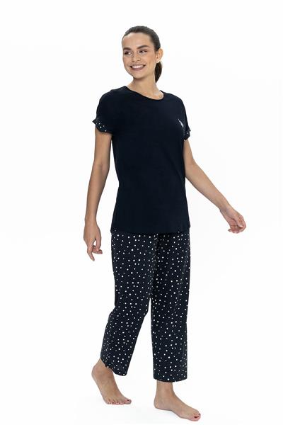 U.s Polo Assn. 20052 Kadın Kısa Kollu Bisiklet Yaka Pijama Takımı-Lacivert