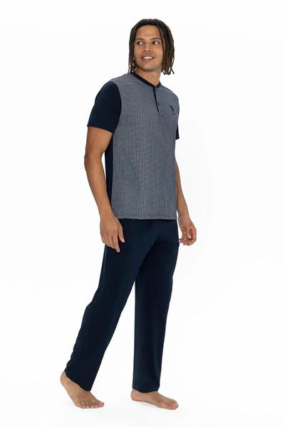 U.s Polo Assn. 18908 Erkek Kısa Kollu Yakası Düğmeli 3lü Pijama Takımı-Lacivert