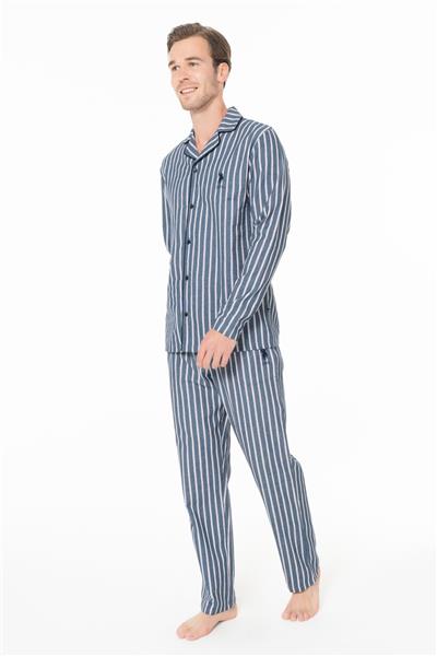 U.s Polo Assn. 18978 Erkek Uzun Kollu Önden Düğmeli Pijama Takımı-Lacivert