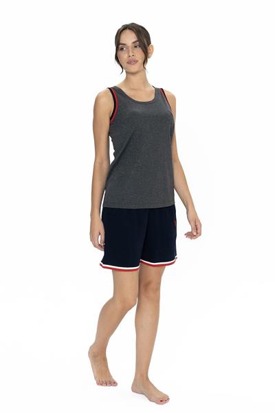 U.s Polo Assn. 20005 Kadın Kalın Askılı Bisiklet Yaka Şortlu Pijama Takımı-Antrasitmelanj