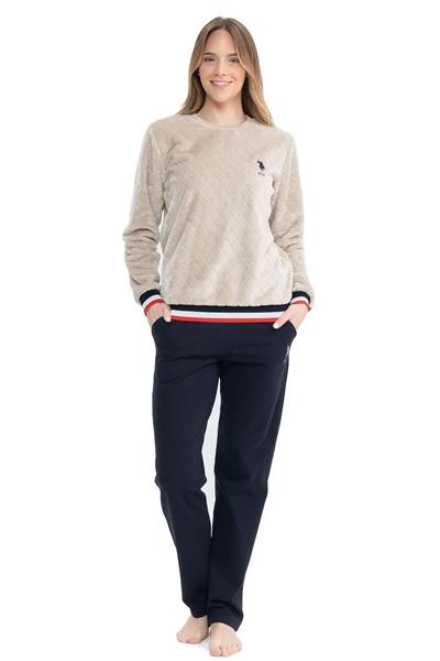 U.s Polo Assn. 17079 Kadın Uzun Kollu Welsoft Eşofman Takım-Bej