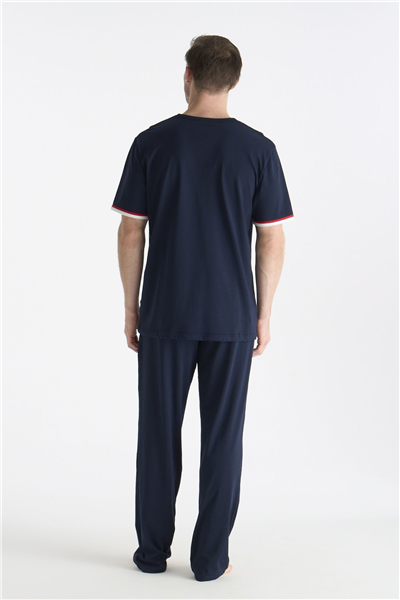 U.s Polo Assn. 19041 Erkek Kısa Kollu V Yaka Pijama Takımı-Lacivert