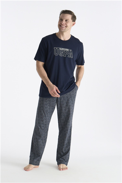 U.s Polo Assn. 19049 Erkek Bisiklet Yaka Kısa Kollu Pijama Takımı-Lacivert