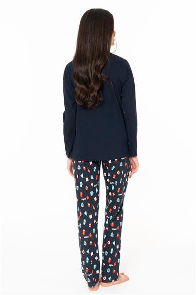 U.s Polo Assn. 20167 Kadın Uzun Kollu Bisiklet Yaka Pijama Takımı-Lacivert