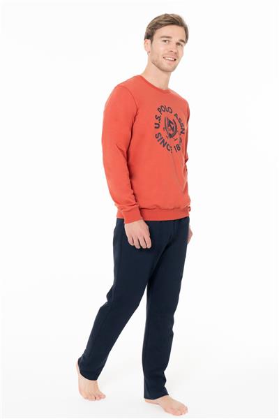 U.s Polo Assn. 18940 Erkek Uzun Kollu Bisiklet Yaka Rahat Ev Giyim-Kiremit