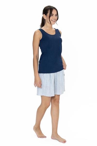 U.s Polo Assn. 20021 Kadın Kalın Askılı Bisiklet Yaka Şortlu Pijama Takımı-Lacivert