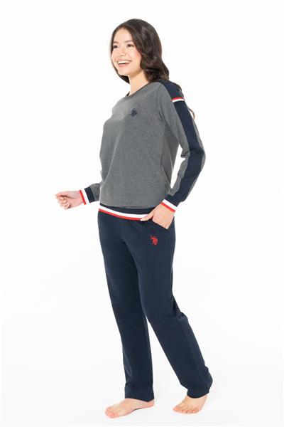 U.s Polo Assn. 20116 Kadın Uzun Kollu Bisiklet Yaka Rahat Ev Giyim-Antrasitmelanj
