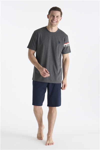 U.s Polo Assn. 19001 Erkek Kısa Kollu Şortlu Pijama Takımı-Gri