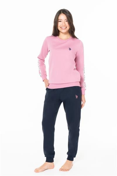 U.s Polo Assn. 20120 Kadın Uzun Kollu Bisiklet Yaka Paçası Bantlı Rahat Ev Giyim-Lila