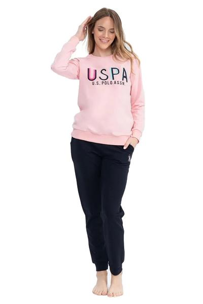 U.s Polo Assn. 17074 Kadın Uzun Kollu Paçası Lastikli Eşofman Takımı-Pembe