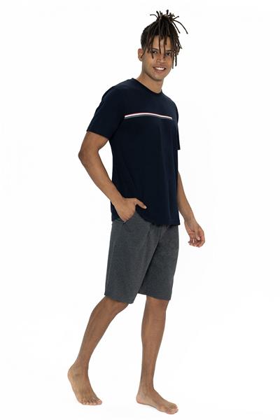 U.s Polo Assn. 18865 Erkek Kısa Kollu Bisiklet Yaka Şortlu Pijama Takımı-Lacivert