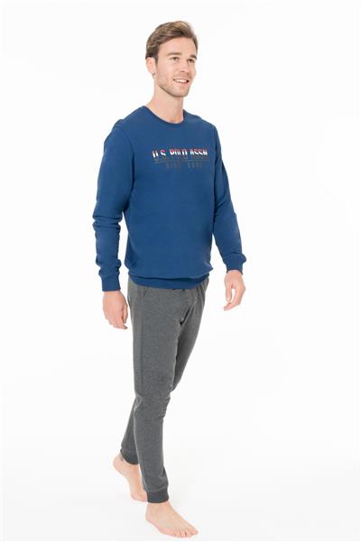 U.s Polo Assn. 18928 Erkek Uzun Kollu Bisiklet Yaka Paçası Bantlı Rahat Ev Giyim-İndigo