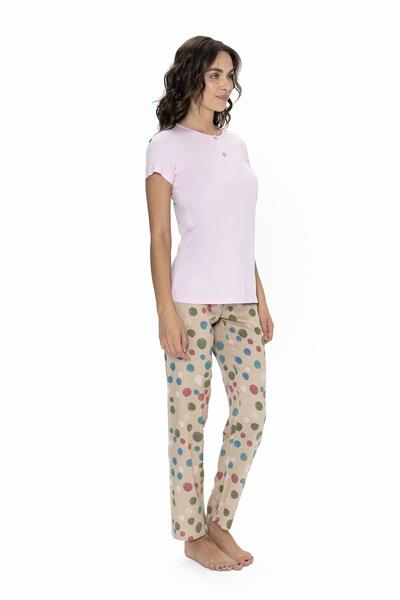 U.s Polo Assn. 20094 Kadın Kısa Kollu Yakası Yarım Düğmeli Pijama Takımı-Lila