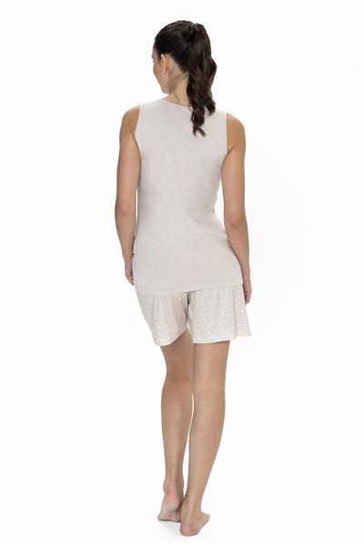 U.s Polo Assn. 20053 Kadın Kalın Askılı Bisiklet Yaka Şortlu Pijama Takımı-Bej