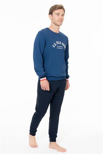 U.s Polo Assn. 18943 Erkek Uzun Kollu Bisiklet Yaka Paçası Bantlı Rahat Ev Giyim-Lacivert