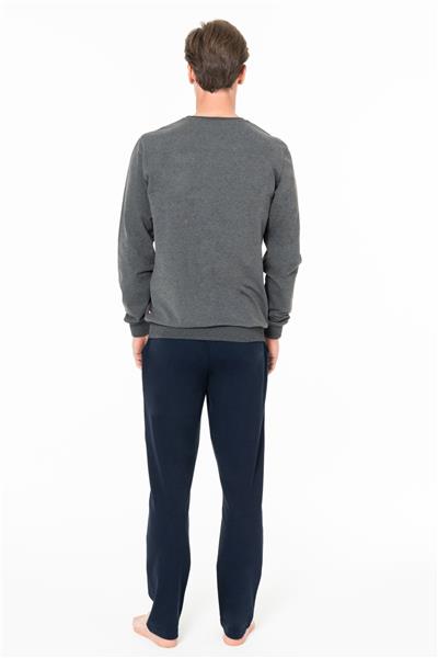 U.s Polo Assn. 18925B Erkek Büyük Beden Uzun Kollu Bisiklet Yaka Rahat Ev Giyim-Antrasitmelanj